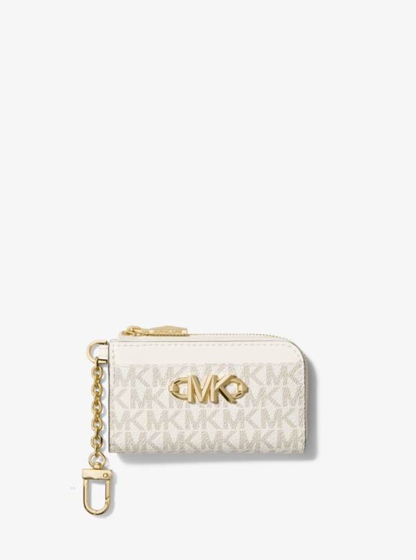 Damske Penazenky Michael Kors Piper Logo Zip Card Case Krém - Doplnky Michael Kors Slevy | DQAGE-3658
